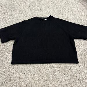 Mint Velvet Alpaca Wool Blend Short Sleeve Sweater Sz XL Black Quiet Luxury